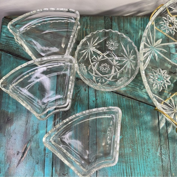 MCM Anchor Hocking Prescut Star of David 9 Piece Glass Lazy Susan - Picture 9 of 9